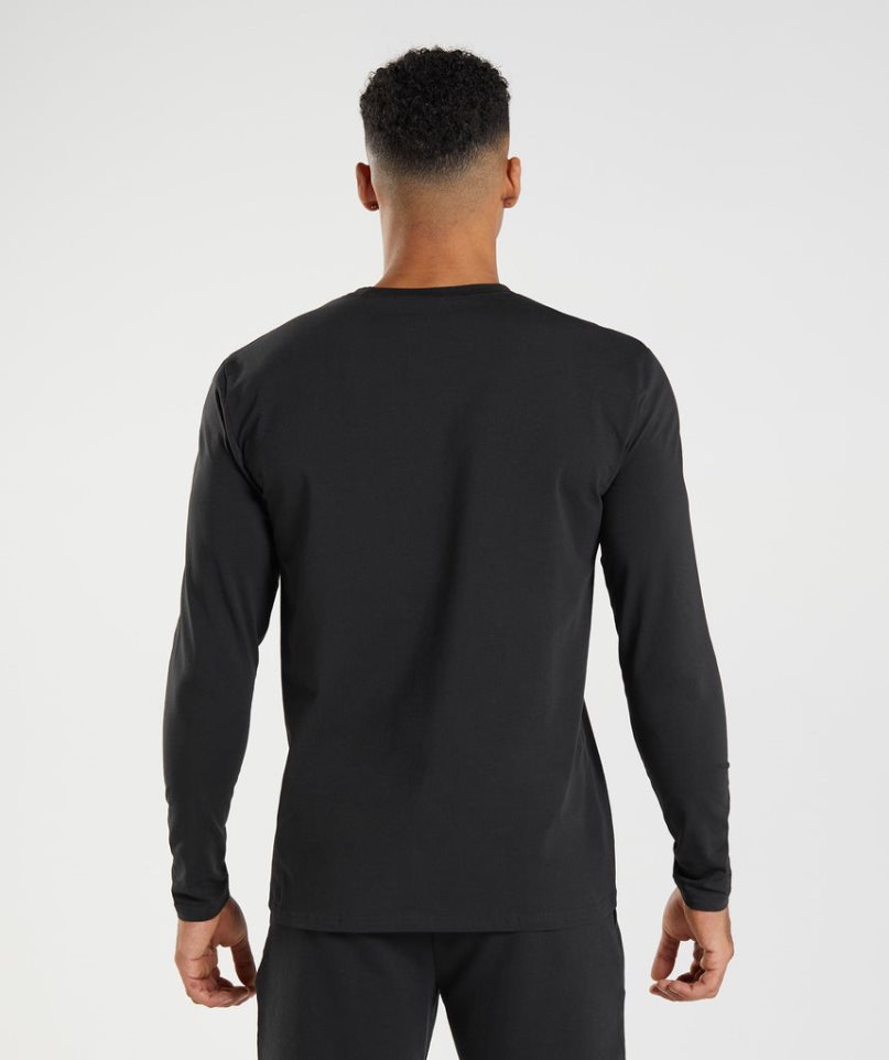 Koszulki Gymshark Block Long Sleeve Męskie Czarne | PL 987IXA